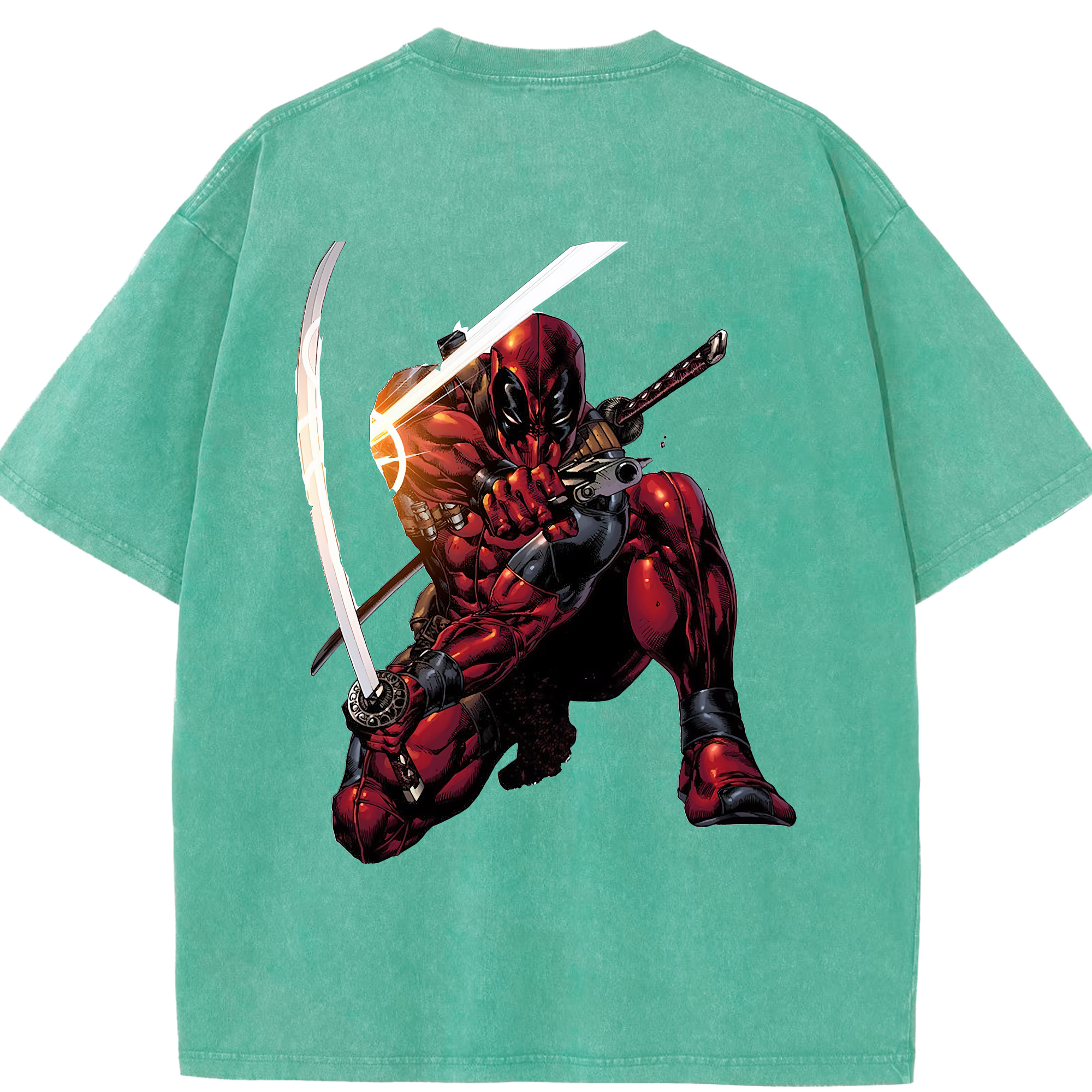 （画像用） Deadpool デッドプール 綿100% ヴィンテージ風 半袖Tシャツ（背面プリント）